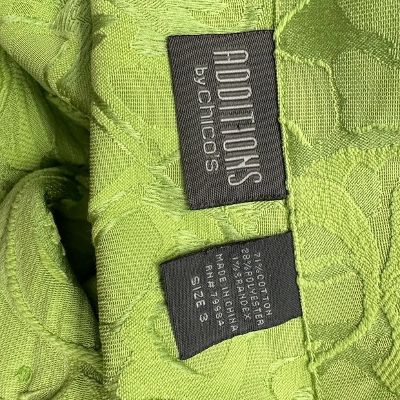Chicos Additions Jacket Size 3 US XL Lime Green Textured Long Sleeve Button - Picture 3 of 4